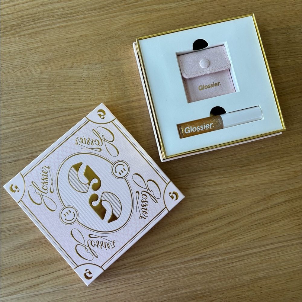 Glossier Holiday Gold Necklace & Lip Gloss Set